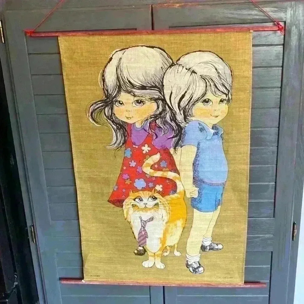 Vintage Wall Hanging of girl and boy